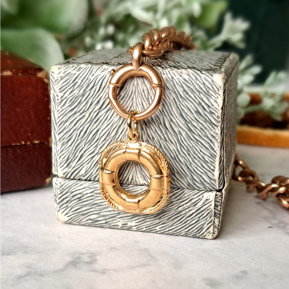 Vintage 9ct Gold Lifebuoy Charm Pendant